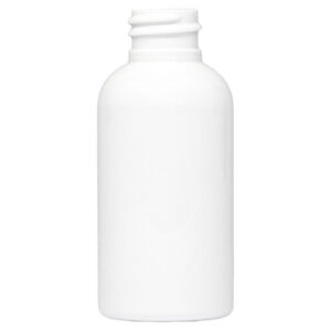 White plastic bottle with a screw cap.