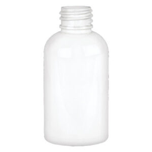 White plastic bottle with a screw top.