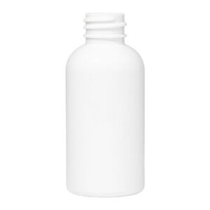 White plastic bottle with a screw cap.