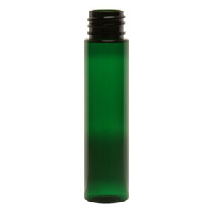 Green plastic bottle with black cap.