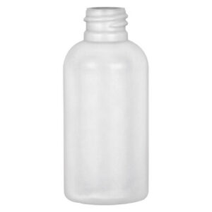 Clear plastic bottle with a screw cap.