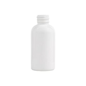 White plastic bottle with a screw cap.