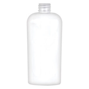 White plastic bottle with a screw top.