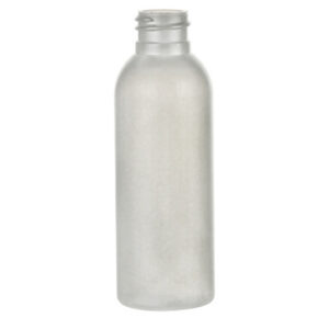 Frosted glass bottle with a screw cap.