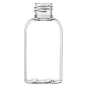 Clear glass bottle with a screw cap.