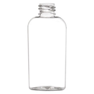 Clear plastic bottle with a wide neck.