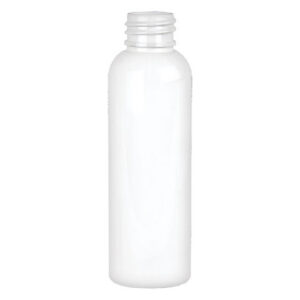White plastic bottle with a screw cap.