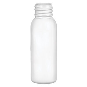 White plastic bottle with a screw cap.