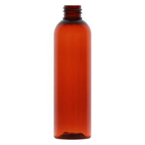 Amber plastic bottle with a screw cap.