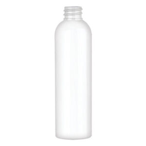 White plastic bottle with a screw cap.