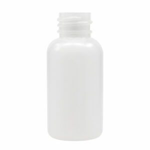 White plastic bottle with a screw cap.