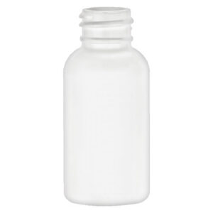White plastic bottle with a screw cap.