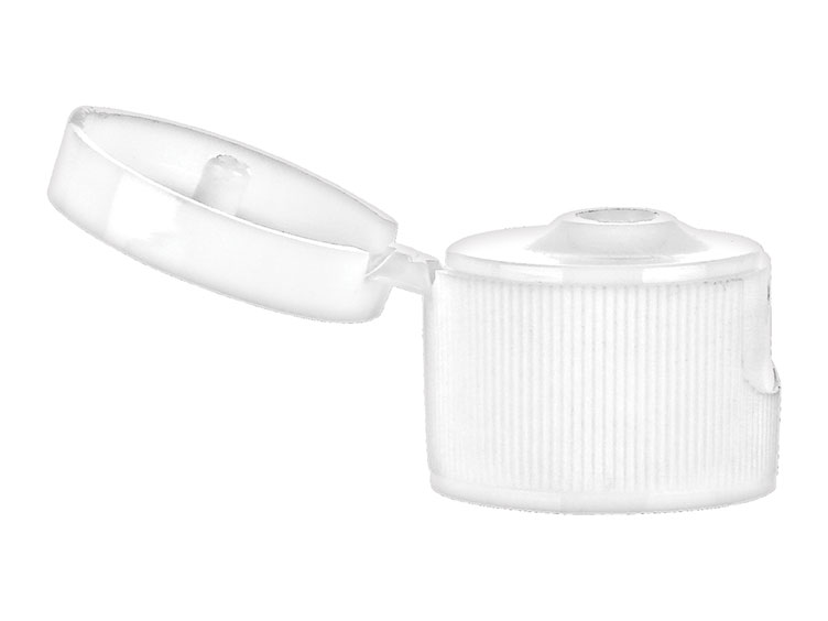 24/410 Fine Ribbed White Dispensing Caps Snap Top .115″ Orifice — Pack: 3,334/cs, 28 lbs/cs, 20x17x12”, 42cs/PLT, 140,028/PLT.