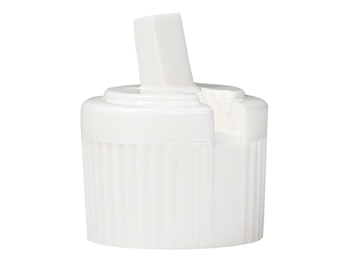 20/410 Fine Ribbed White Dispensing Caps Turret Style .110″ Orifice — Pack: 2,000/cs, 19 lbs/cs, 18x13x10”, 72cs/PLT, 144,000/PLT.