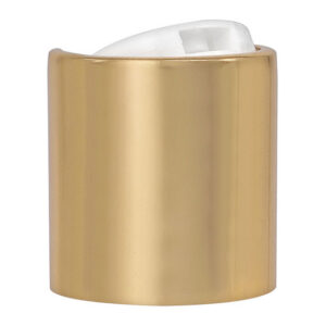 Gold-colored cylindrical lighter with white top.