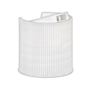 White plastic cap with ribbed texture.