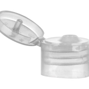 Clear plastic bottle cap with opening.