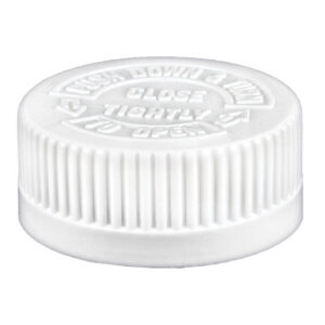White plastic bottle cap with instructions.