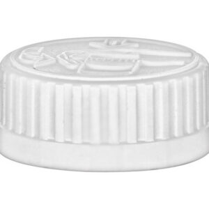 White plastic bottle cap on a white background.