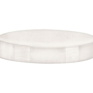 White circular stone or crystal object.