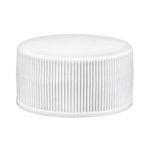 White plastic bottle cap with ribbed texture.