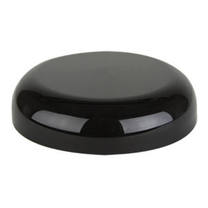 Black glossy round object on white background.