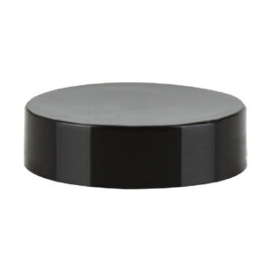 Black hockey puck on a white background.