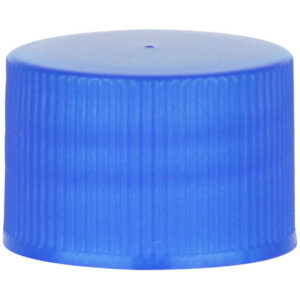 Blue plastic bottle cap on white background.