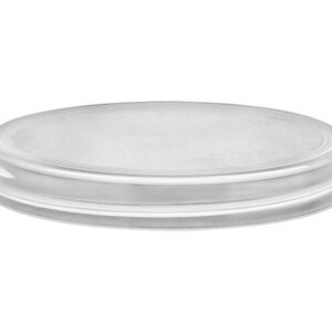 Clear round glass display stand.