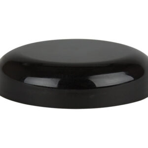 Black round object on a white background.