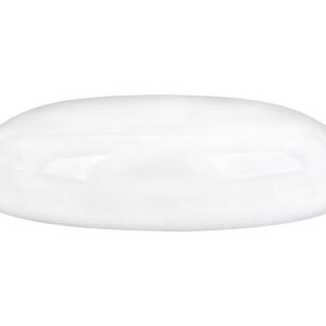 White oval soap bar on a plain background.