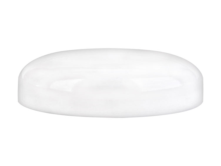 White oval soap bar on a plain background.
