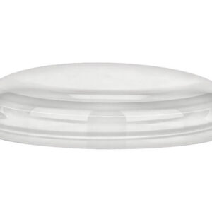 Clear oval plastic container lid.