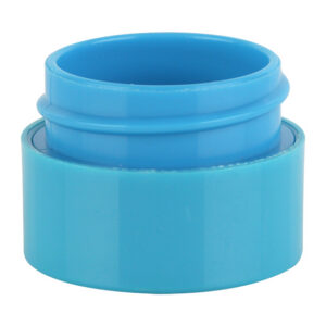 Blue plastic container with a lid.