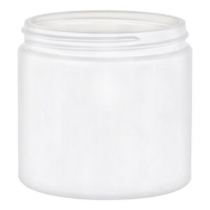 White empty jar with a screw lid.