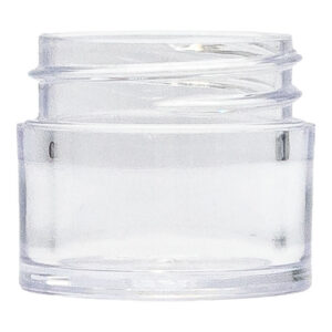 Clear plastic jar with a screw lid.