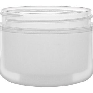 Clear plastic jar with a lid.