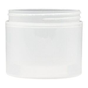Clear plastic jar with a screw lid.