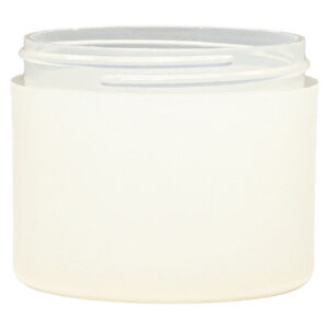 White cosmetic jar with a lid.