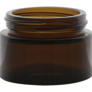 Amber glass jar with a wide opening.