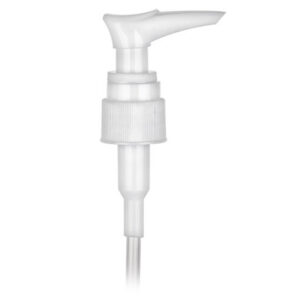 White pump dispenser for bottles.