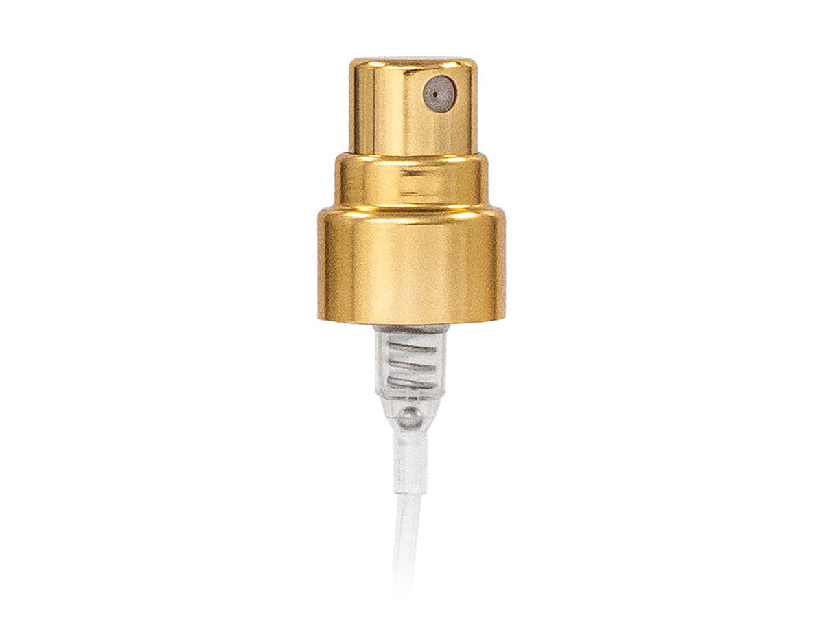 Gold spray nozzle with clear tube.