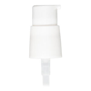 White pump dispenser with clear tube.