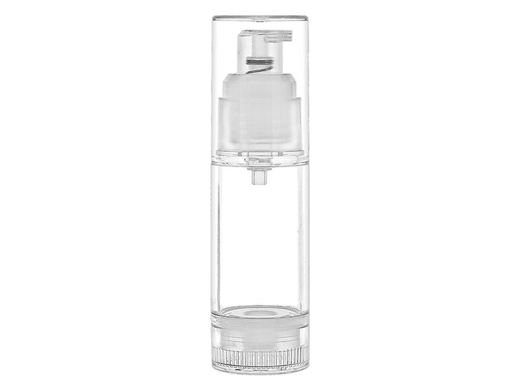 30 ML 20mm Airless Cylinder Round Clear/Natural AS Bottle Pump Set — Pack: 250/cs, 17 lbs/cs, 21x12x12”, 56cs/PLT, 14,000/PLT.