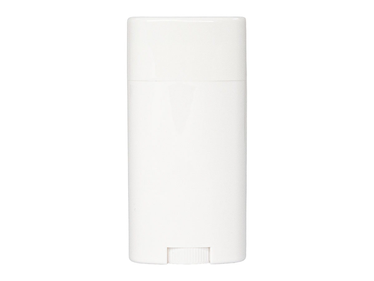 2.5 OZ N/A Deodorant Style Oval White PP Bottle Overcap Set — Pack: 220/cs, 20 lbs/cs, 21x15x16”, 30cs/PLT, 6,600/PLT.